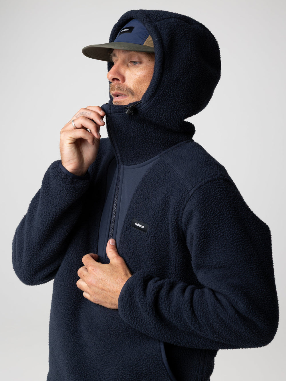 Recycled Fleece Hoodie in Navy - Bolster