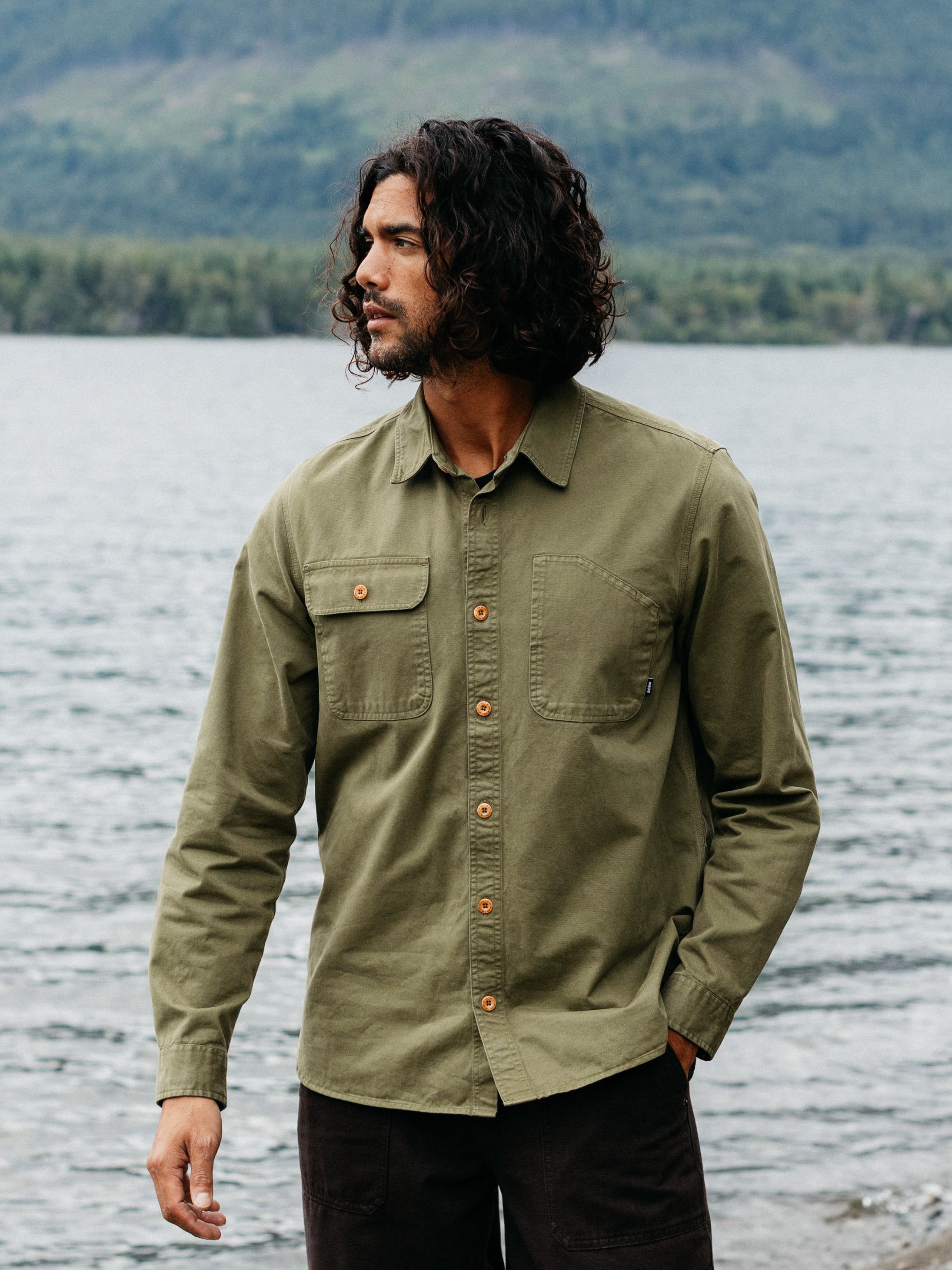 Organic Cotton Shirt in Seagrass - Eddystone