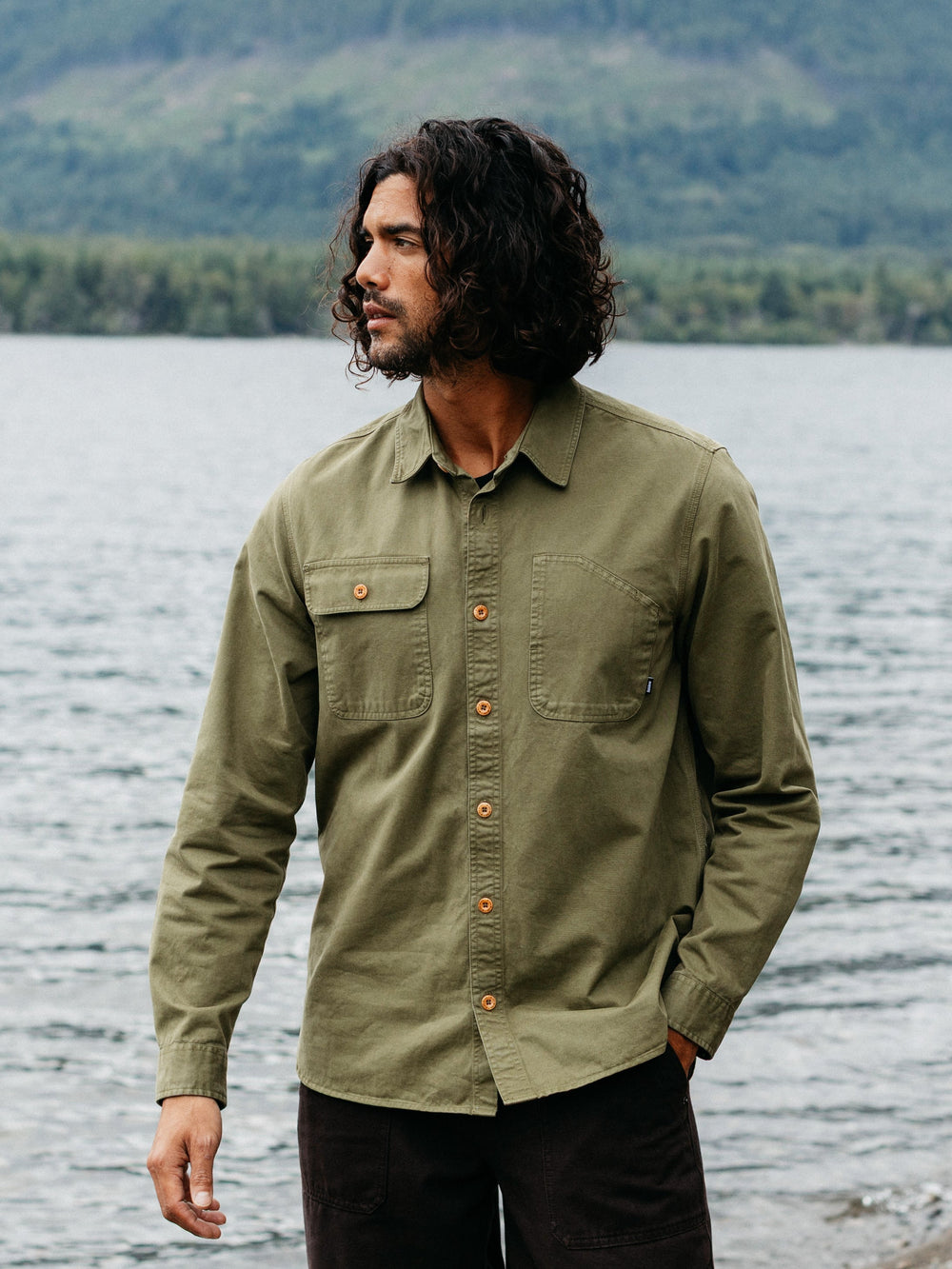 Organic Cotton Shirt in Seagrass - Eddystone