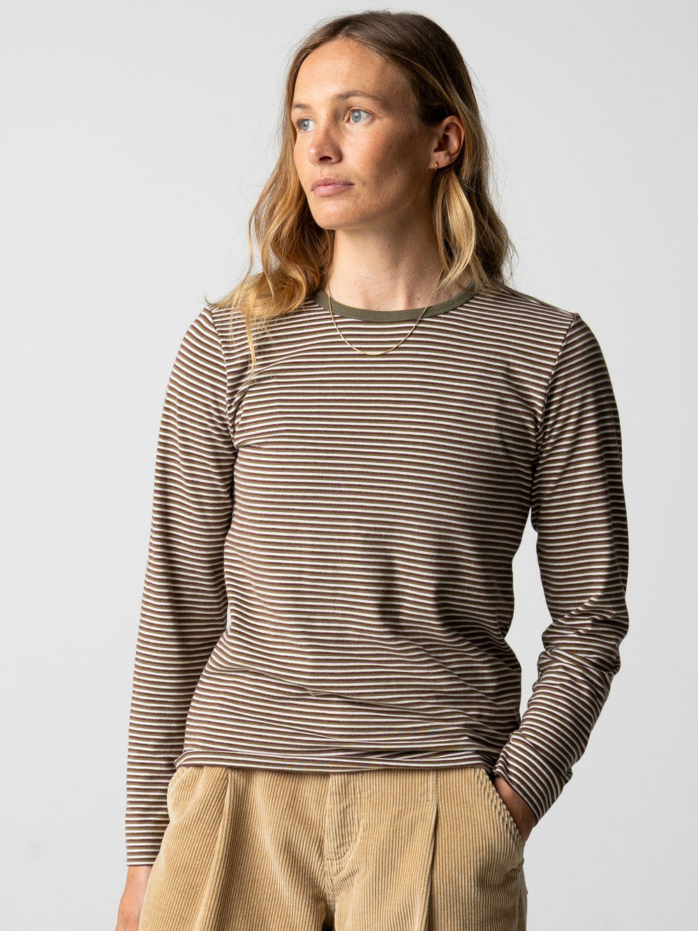 Eldon Long Sleeve T-Shirt in Plum/Ecru