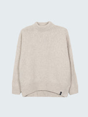 Wool Crew Neck Jumper in Oatmeal - Eyre