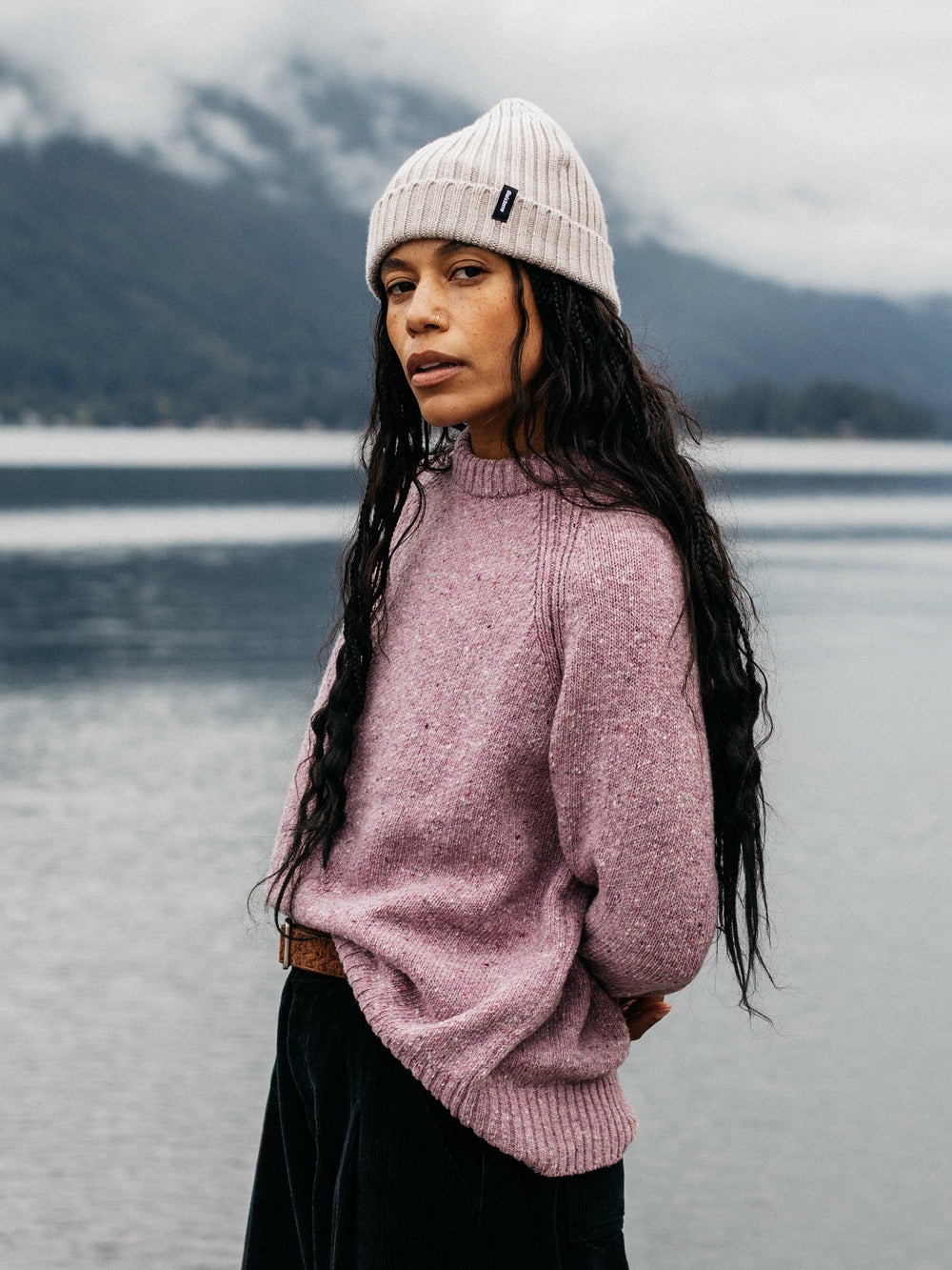 Merino Crew Knit Jumper in Purple - Farne
