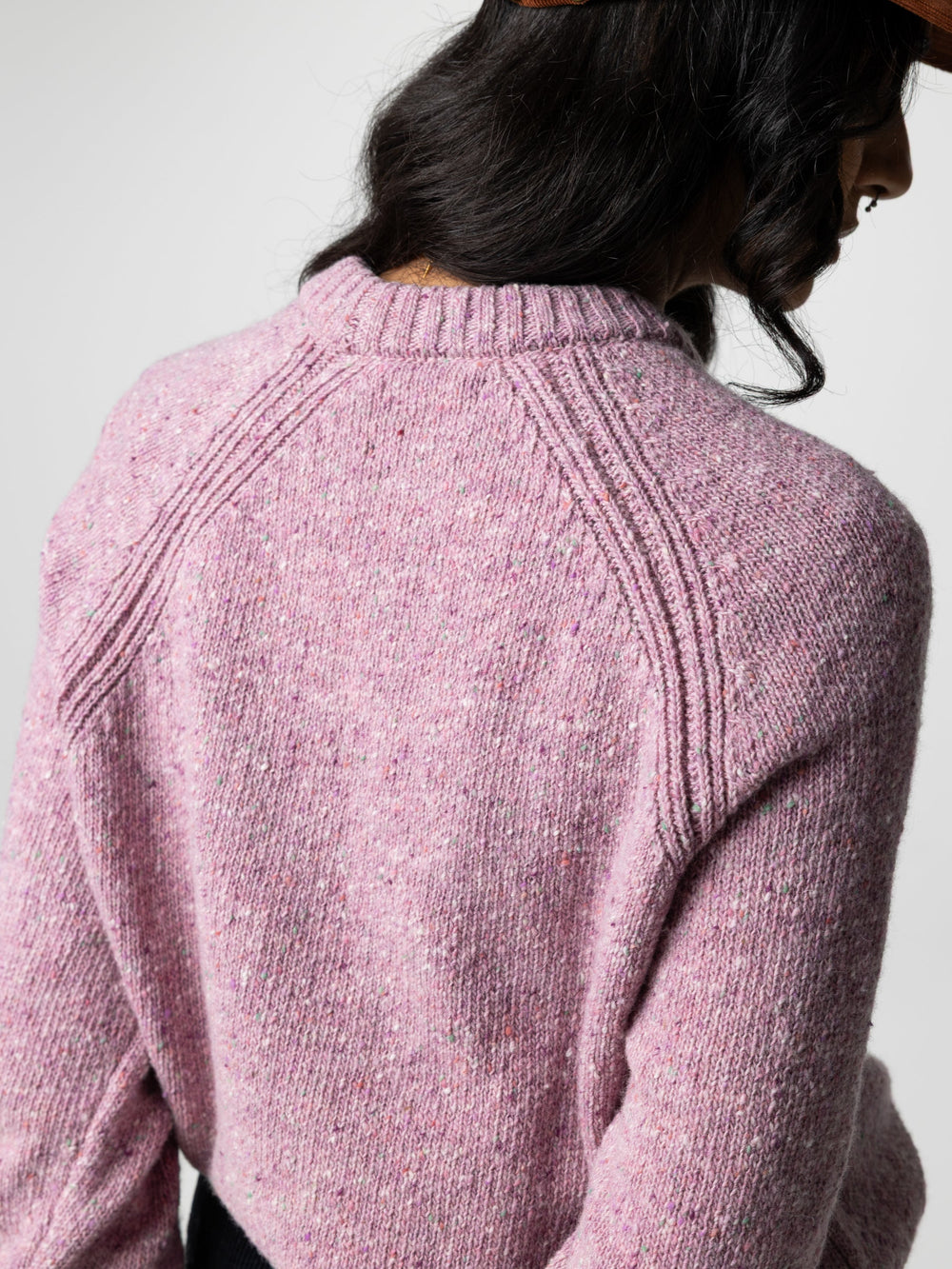 Merino Crew Knit Jumper in Purple - Farne