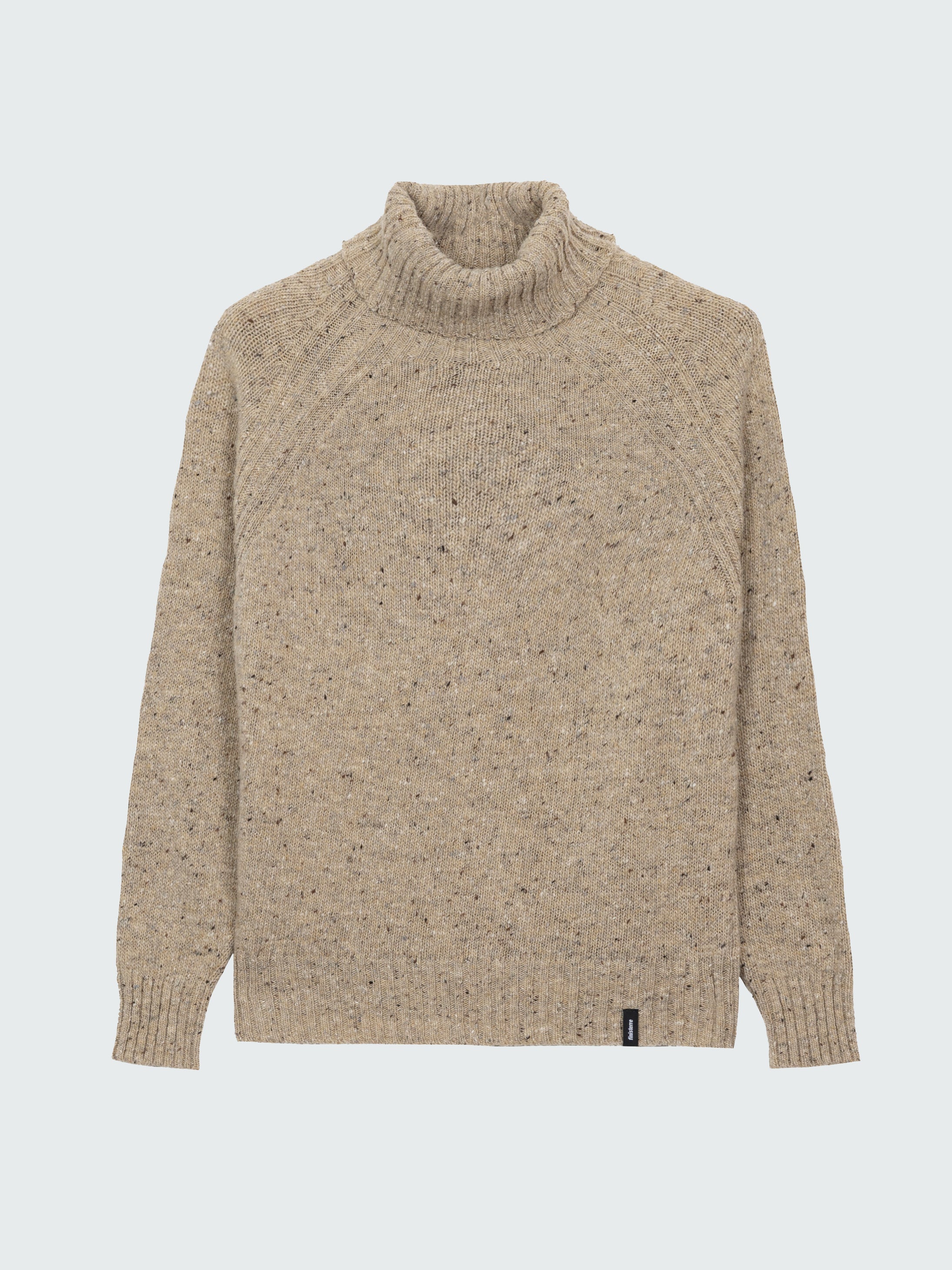 Wool Roll Neck Knit Jumper in Oatmeal - Farne