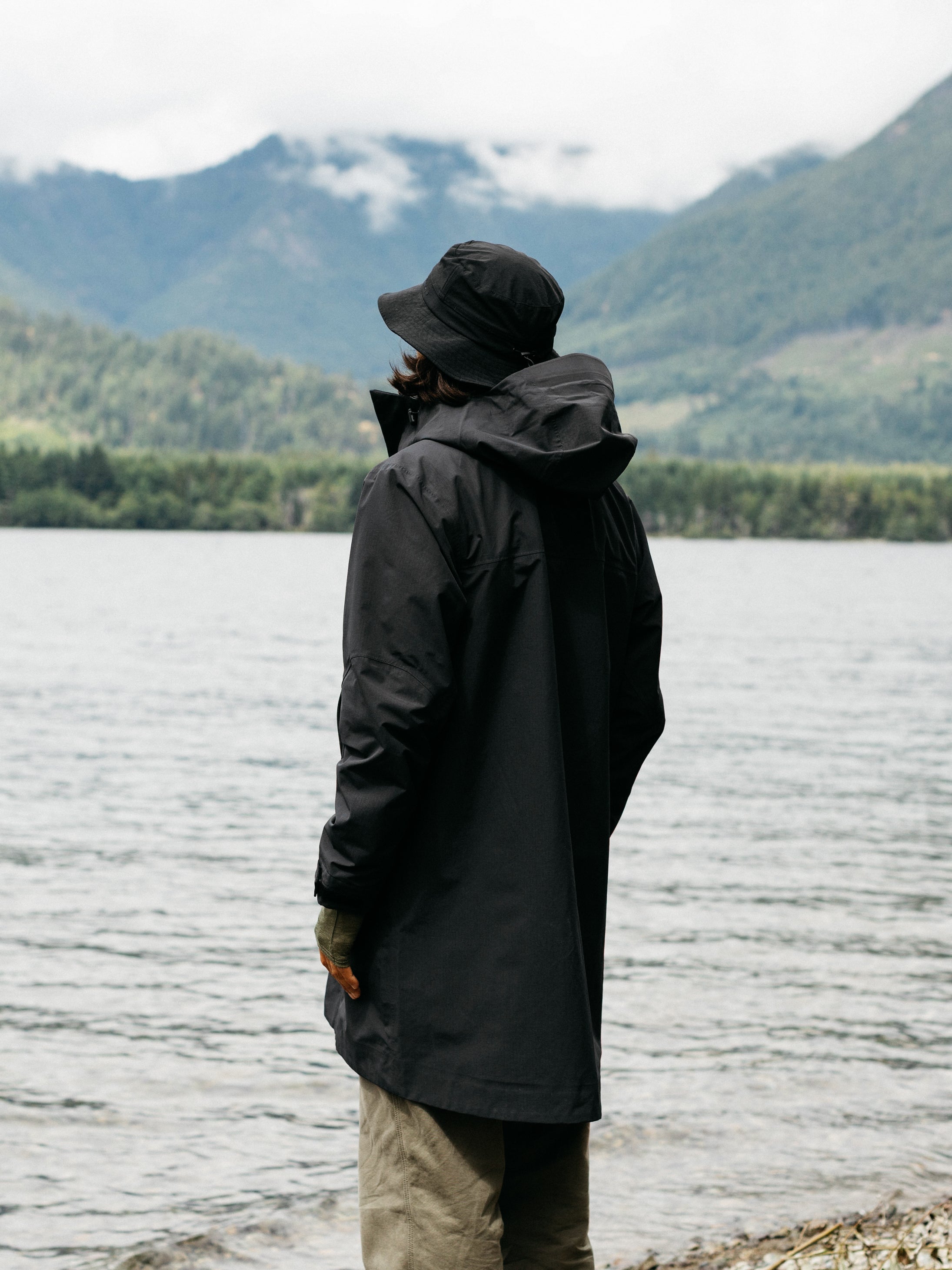 Recycled Longline Waterproof in Black