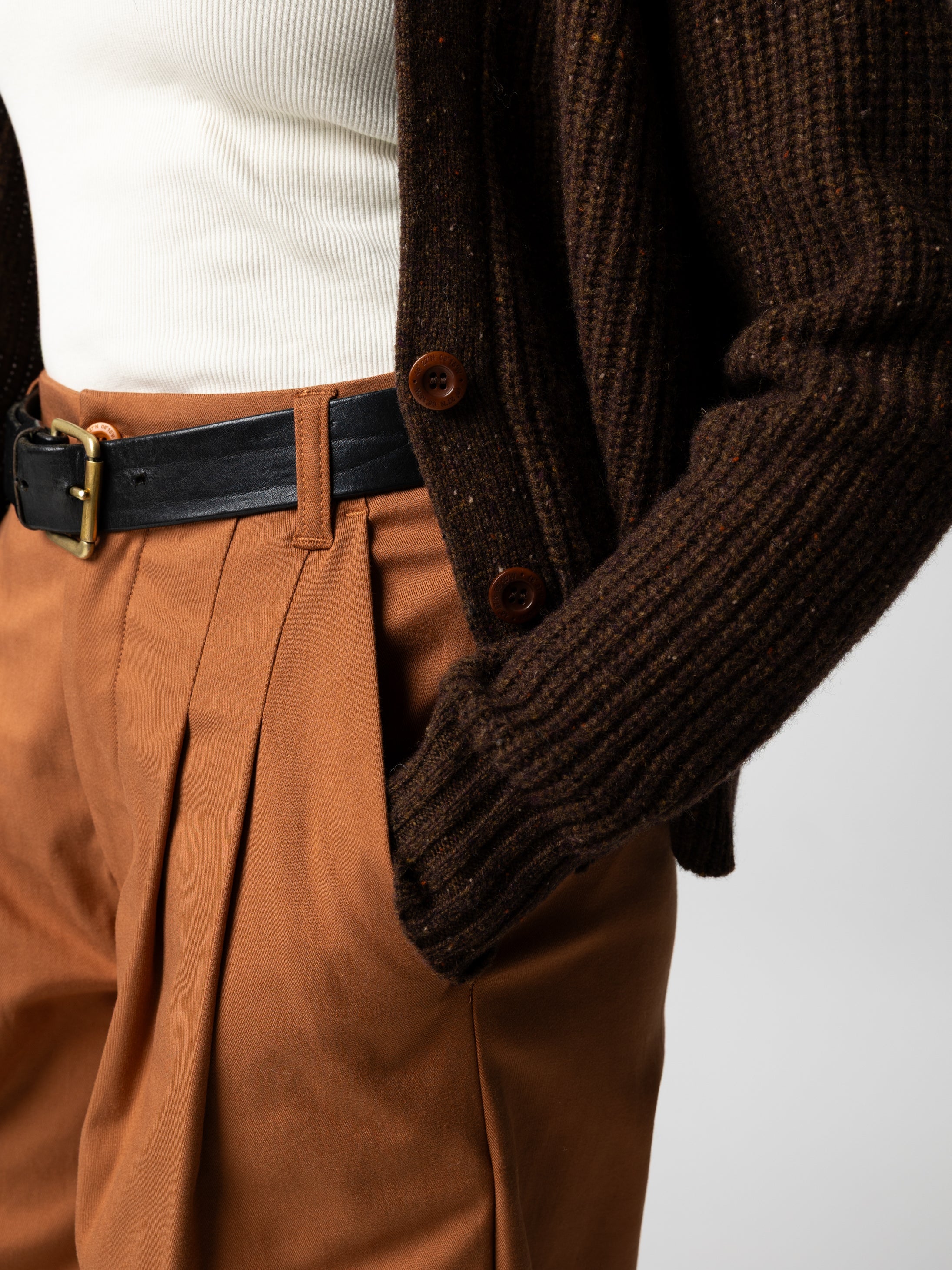 Wool Knit Cardigan in Brown - Mora