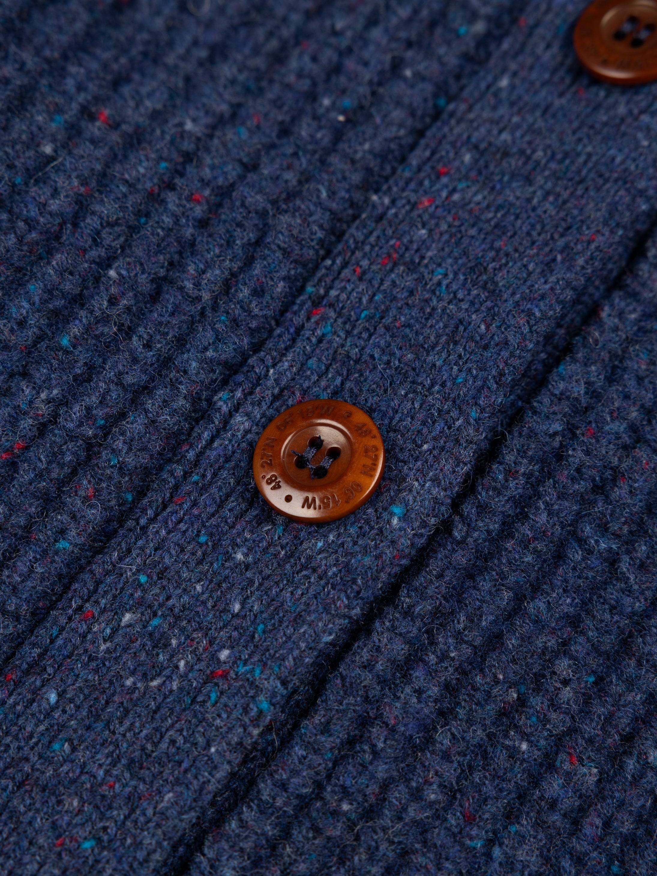 Wool Crew Neck Cardigan in Navy - Mora