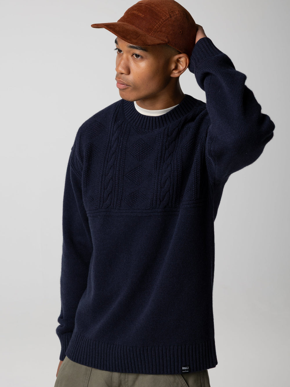 Wool Knit Jumper in Navy - Polperro