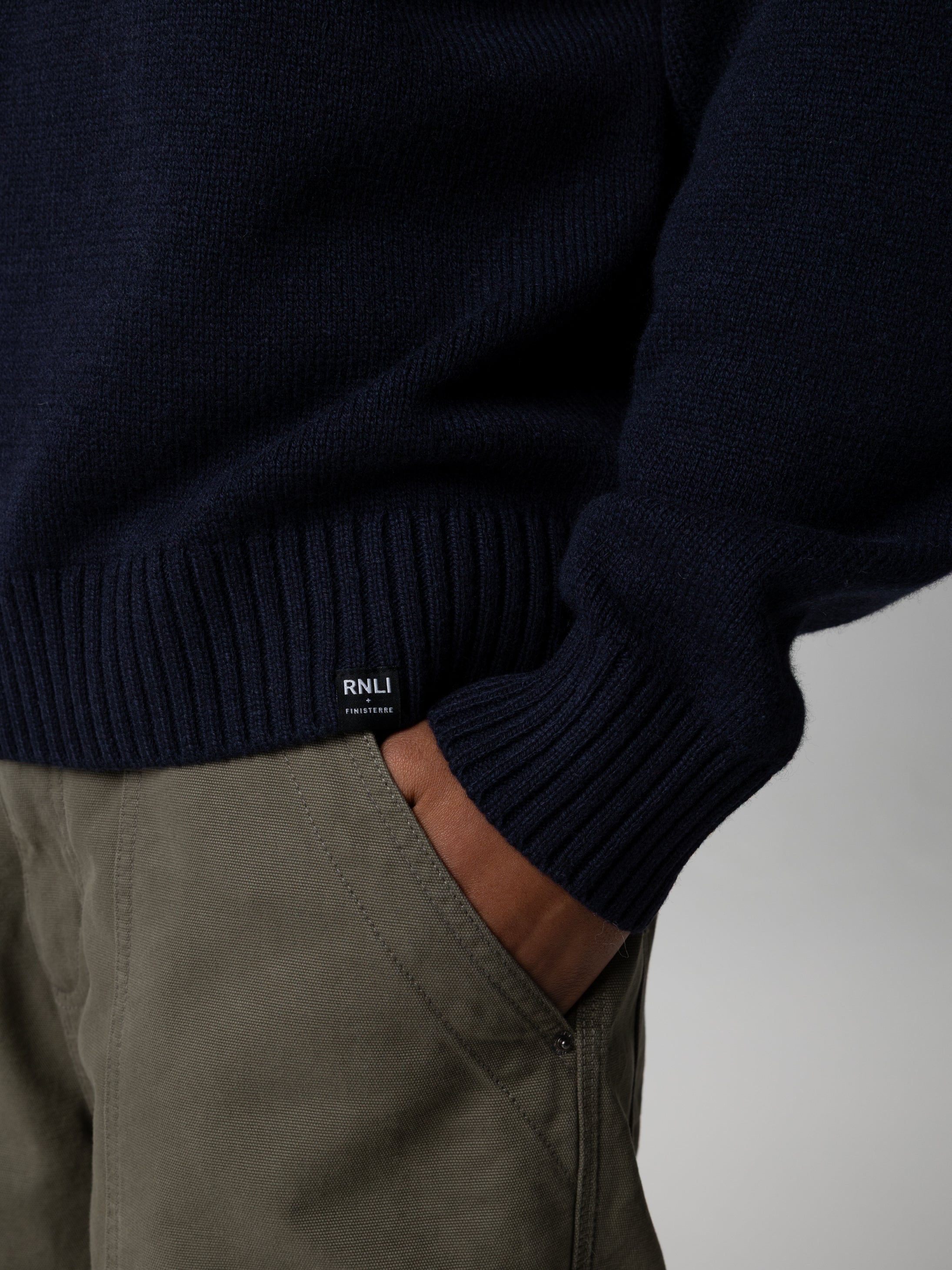 Wool Knit Jumper in Navy - Polperro