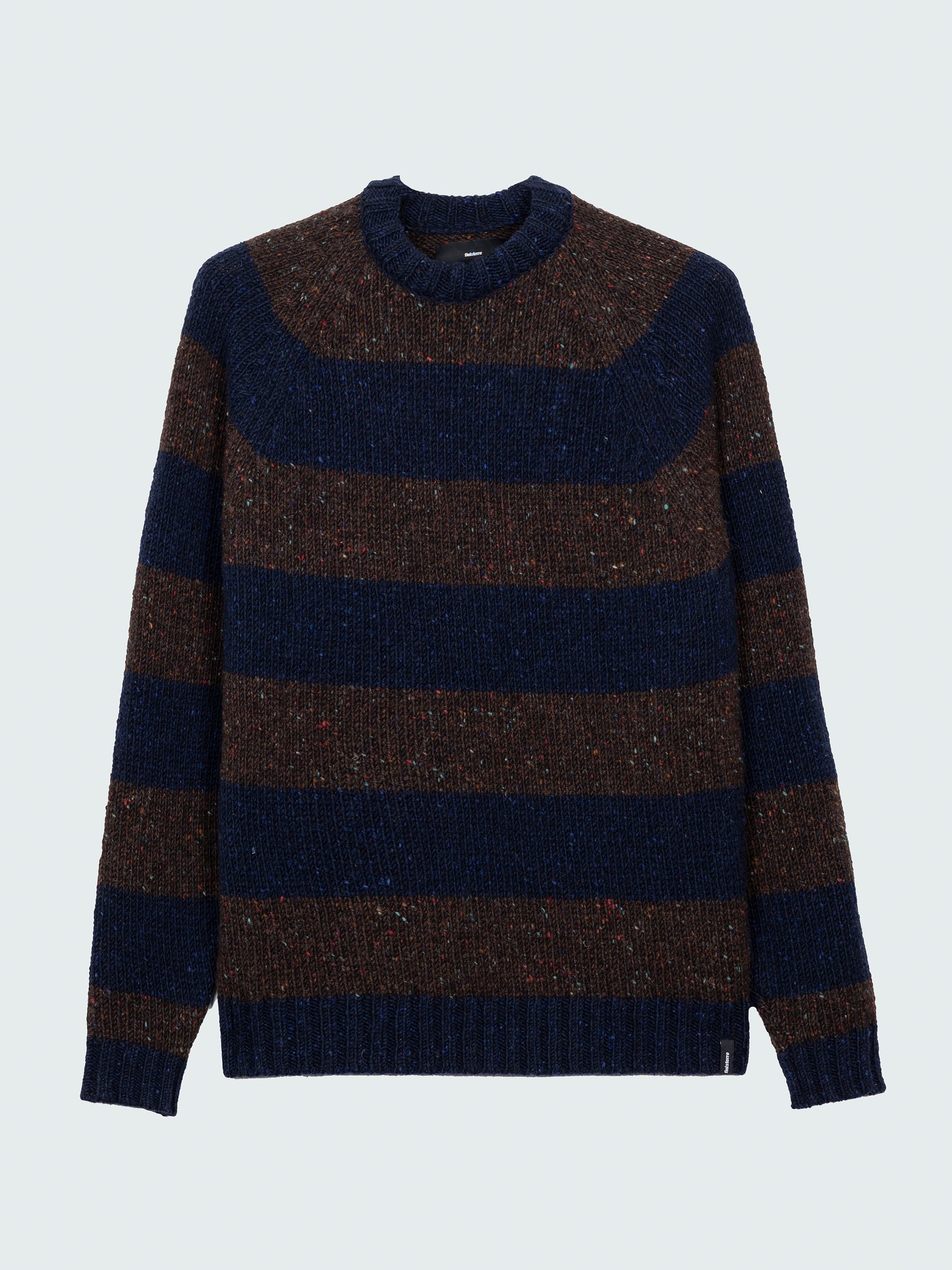 Wool Stripe Knit in Navy/Brown - Towans