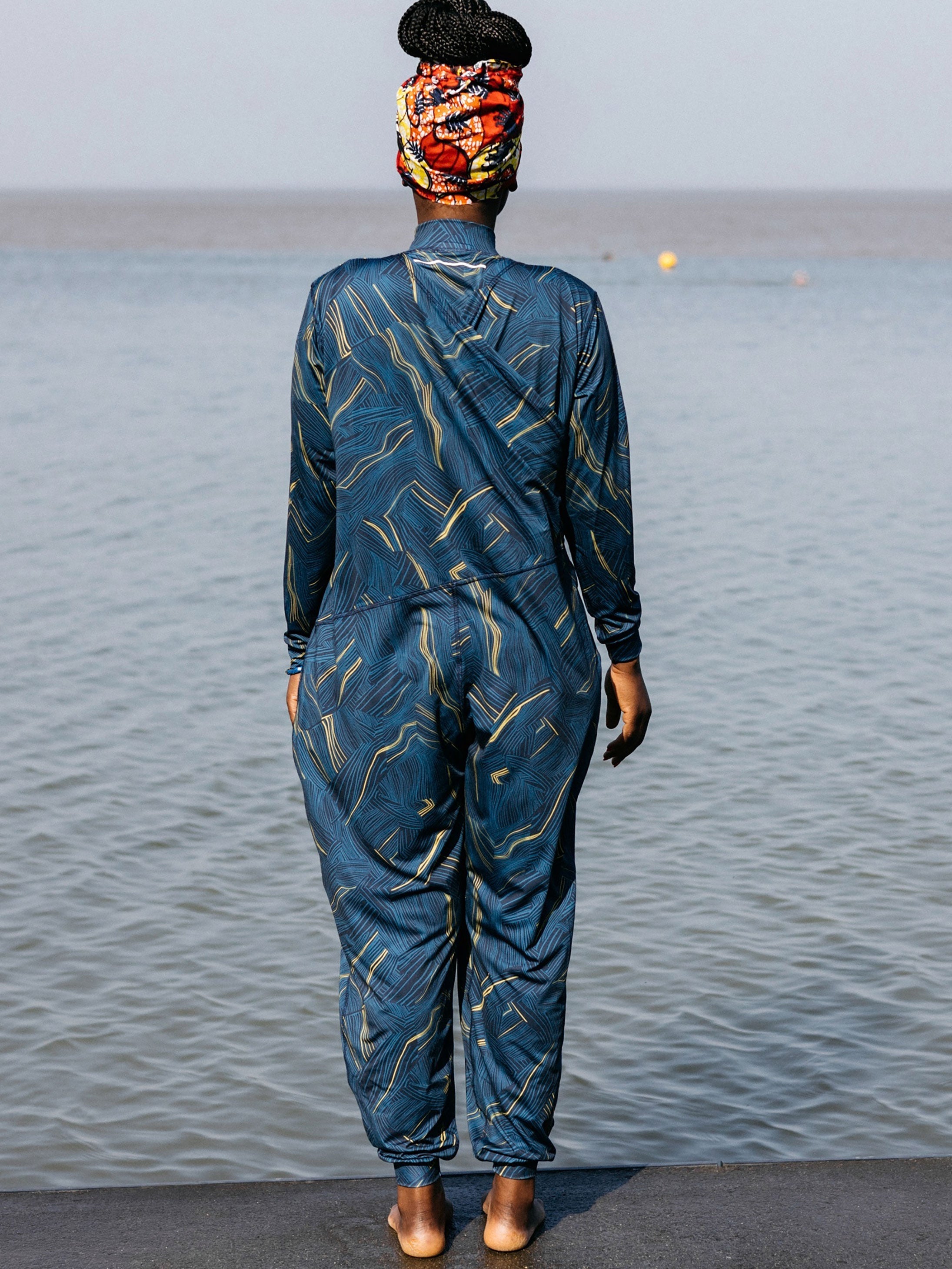Into The Sea' Seasuit in Geometric Print