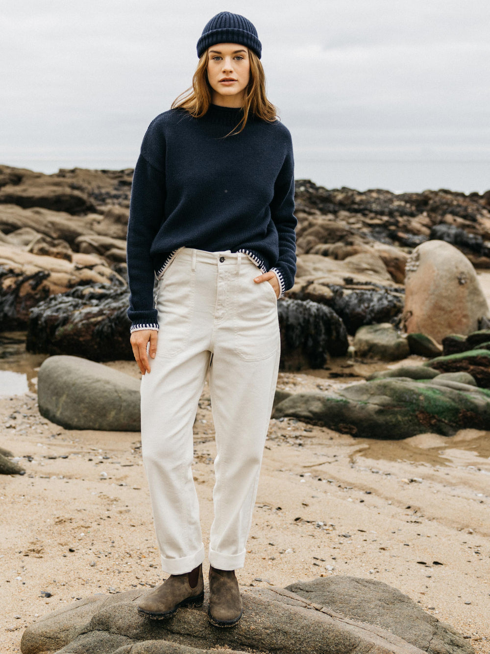 Yarrel Canvas Trouser in Ecru