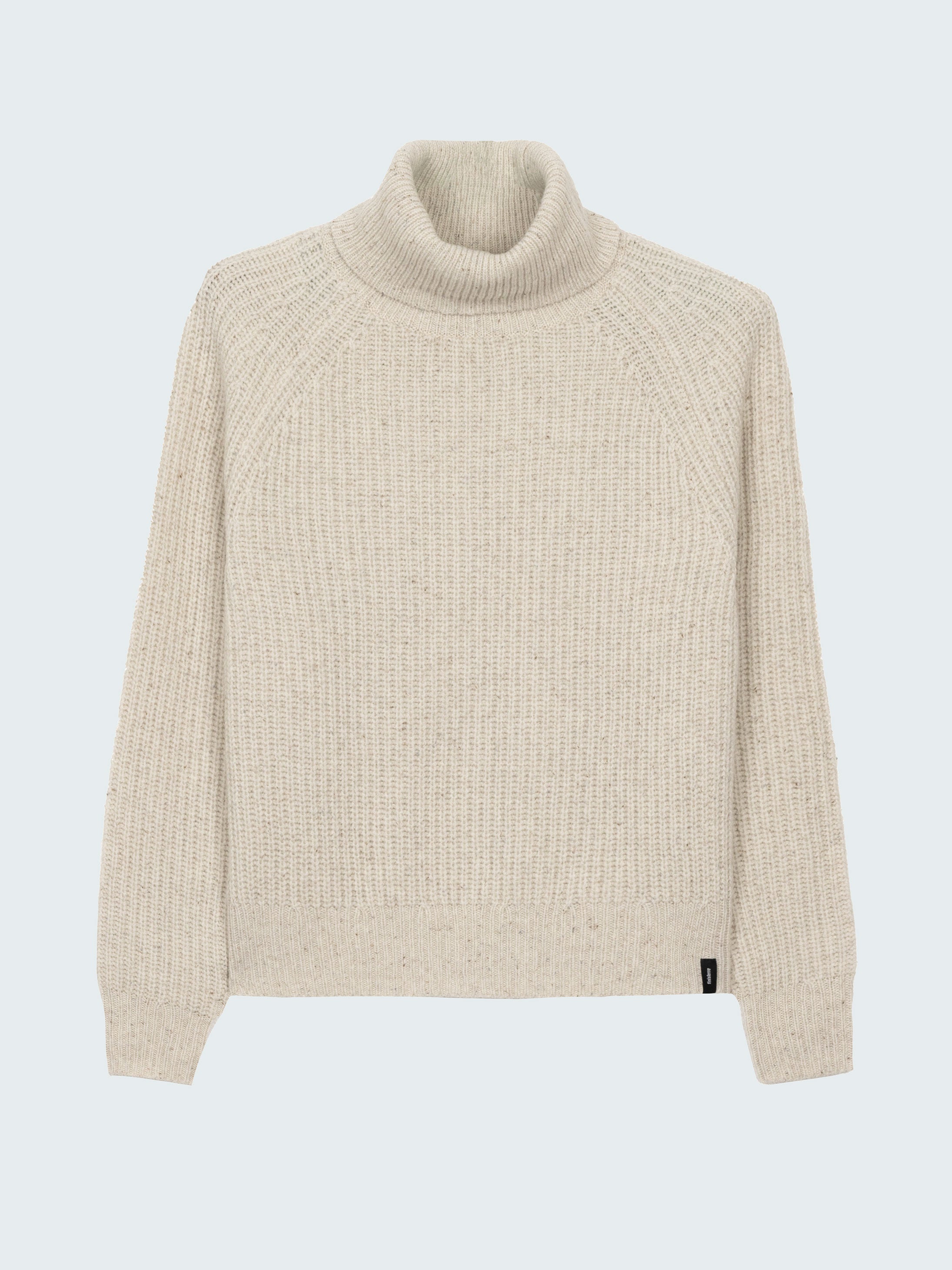 Fisherman Wool Roll Neck Jumper in Ecru - Mora