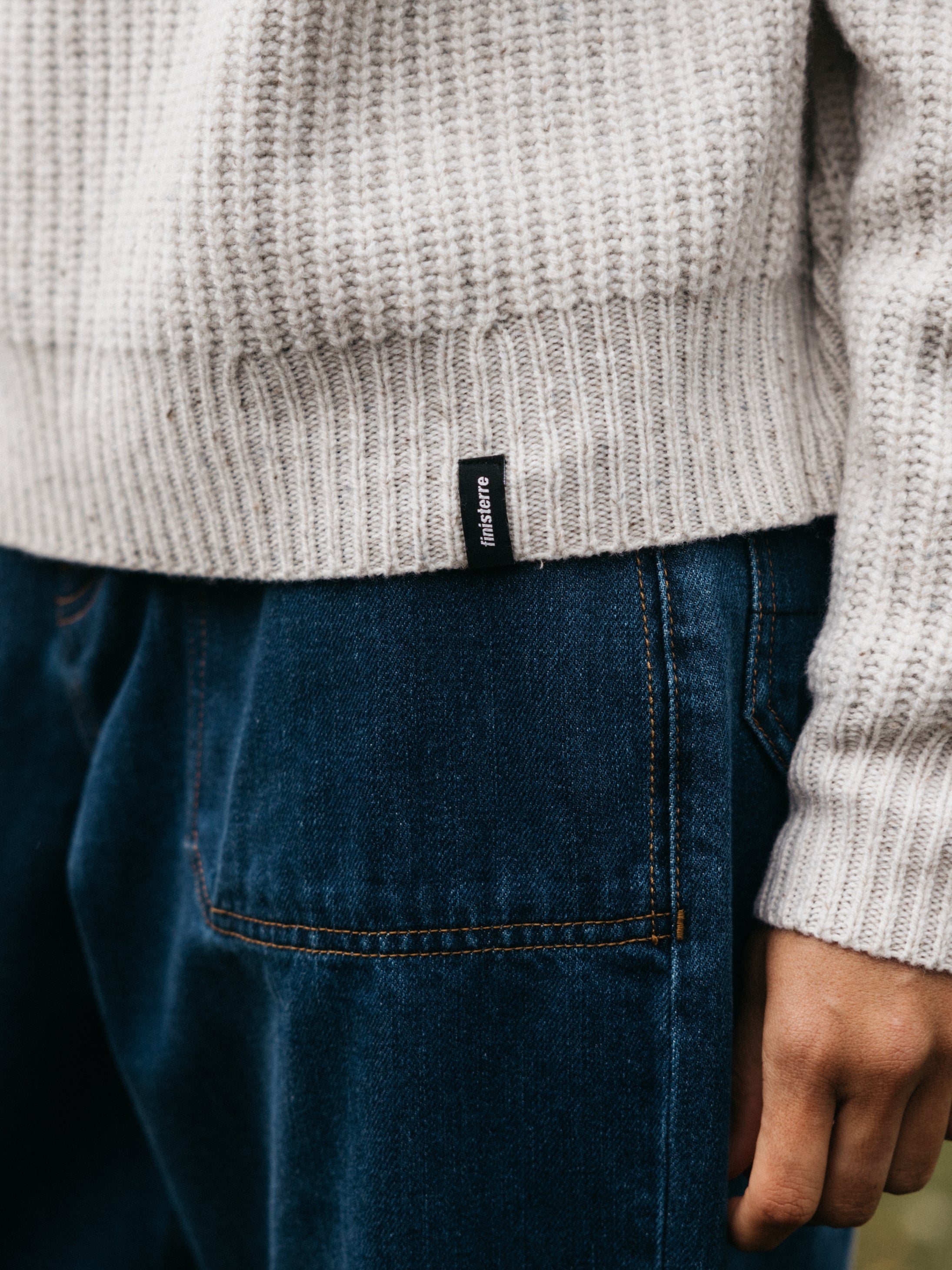 Fisherman Wool Roll Neck Jumper in Ecru - Mora
