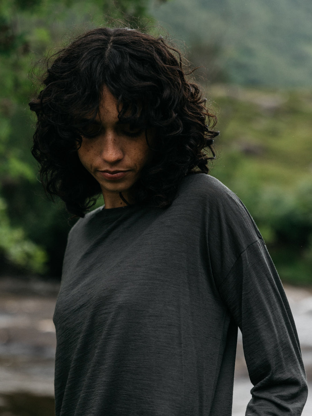 Merino Long Sleeve Baselayer in Raven Black - Seeker