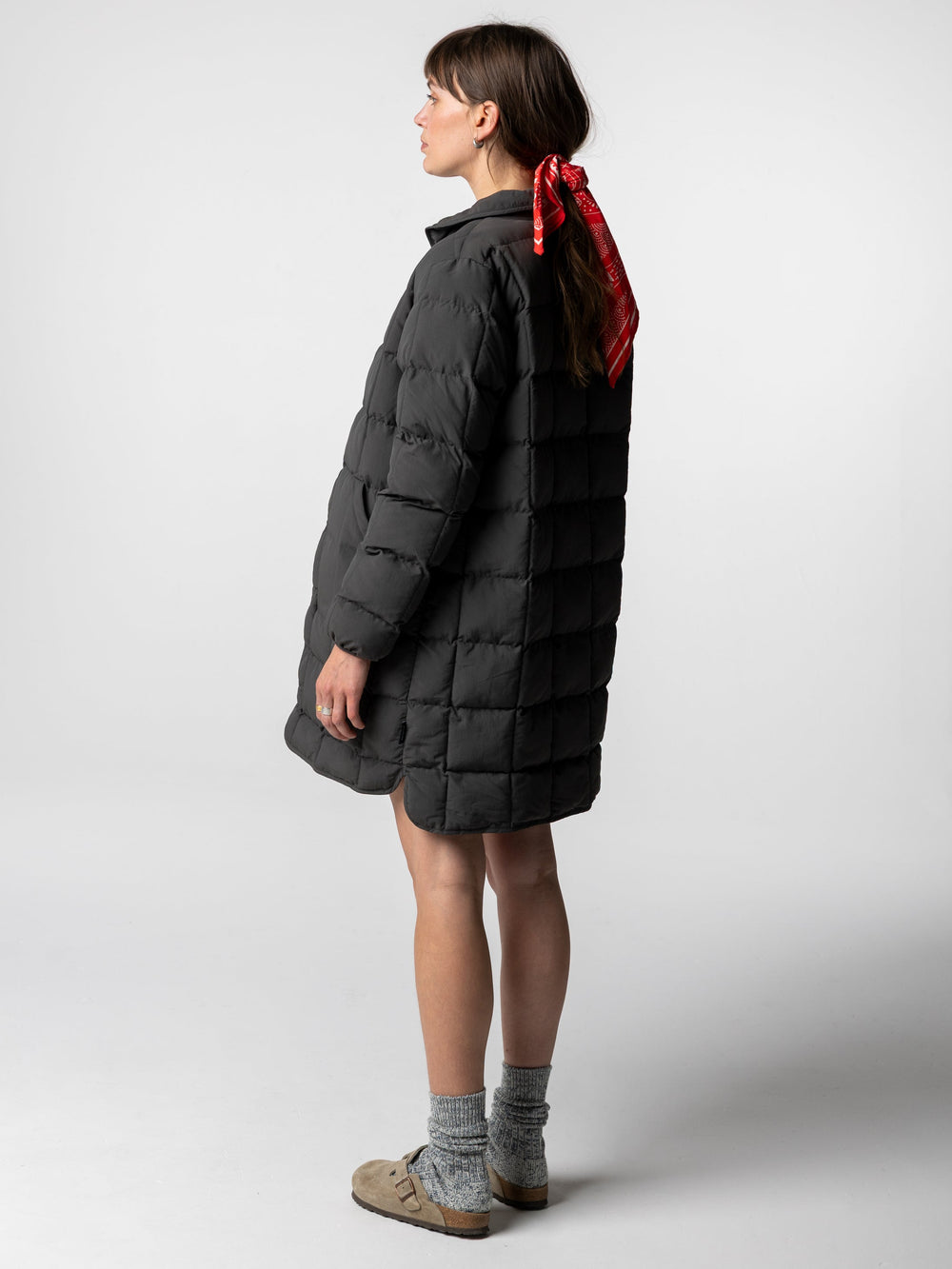 Recycled Quilted Coat in Raven Black - Lapwing