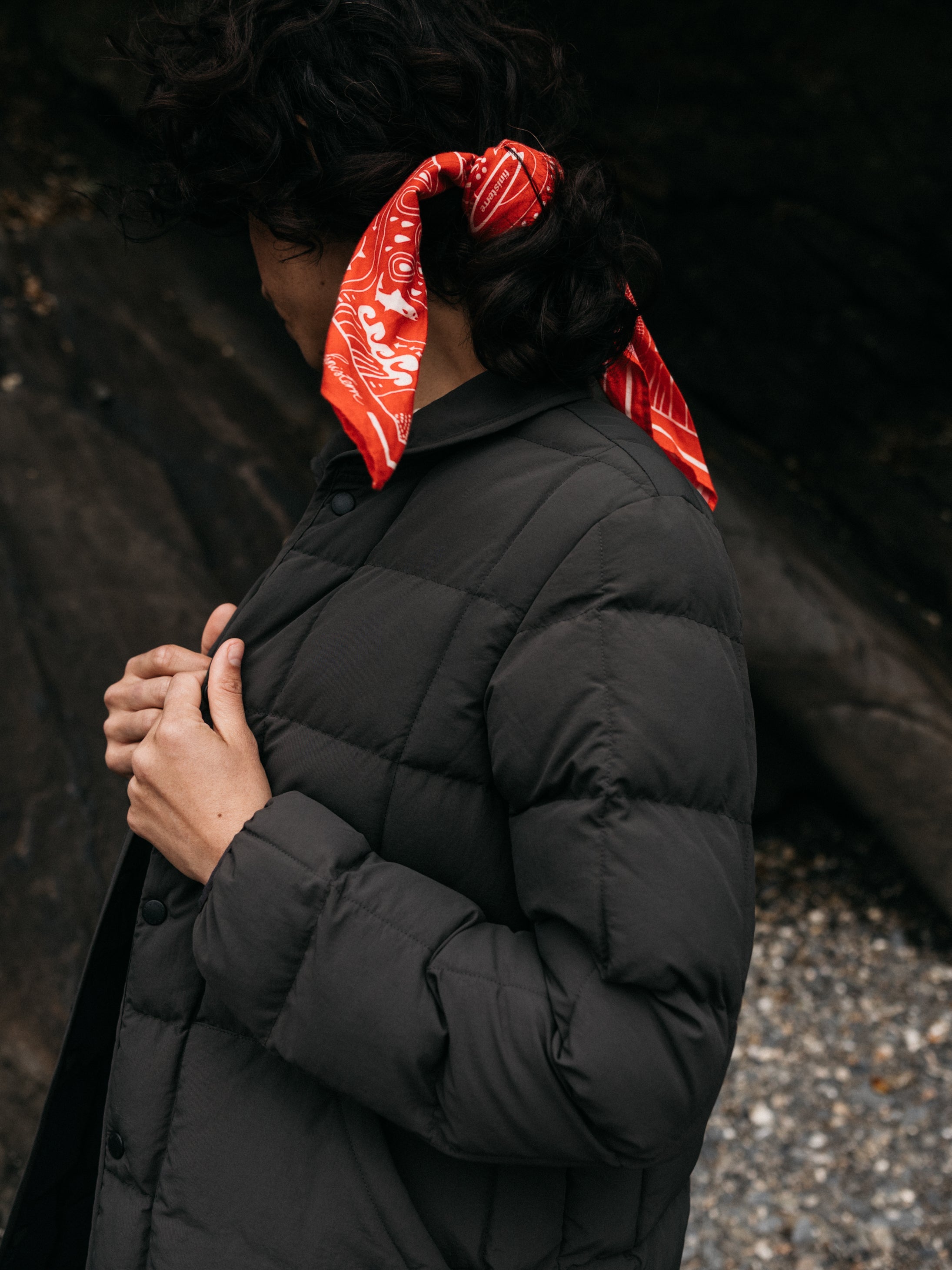 Recycled Quilted Coat in Raven Black - Lapwing