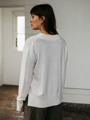 Wool Ribbed Knit Jumper in Ecru - Cavan