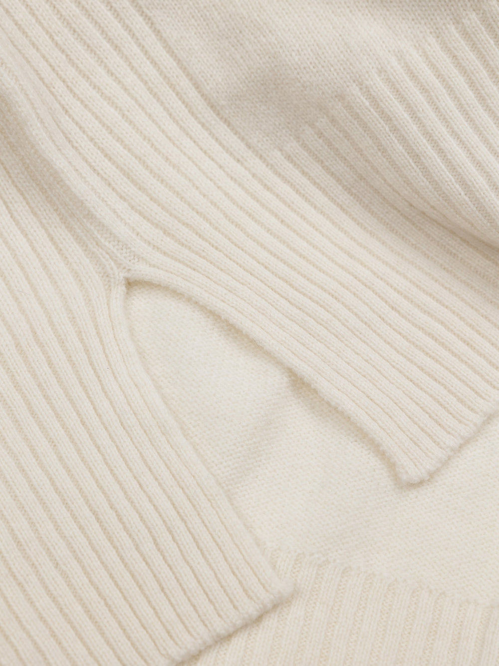 Wool Ribbed Knit Jumper in Ecru - Cavan