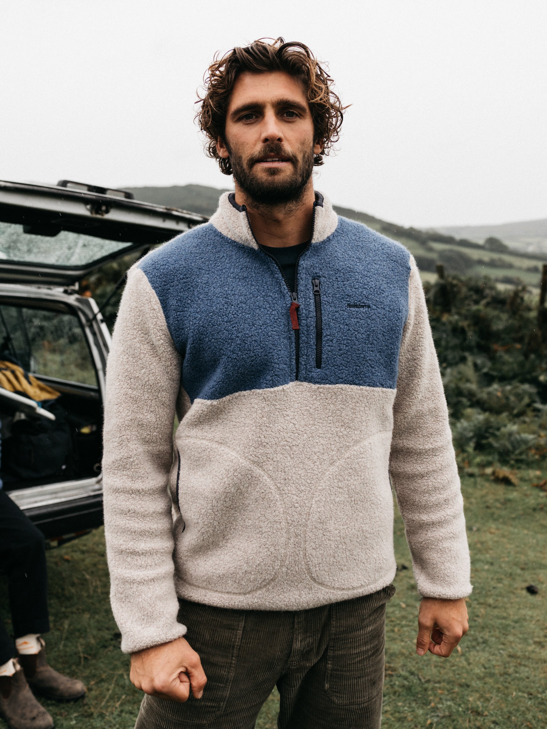 Hegen 1/4 Zip Fleece in Coastal Fjord/Oatmeal